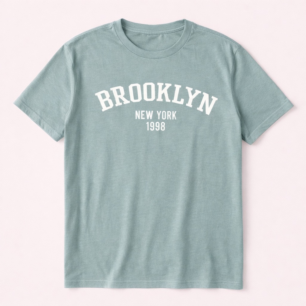 Aqua Blue Brooklyn Graphic Tee